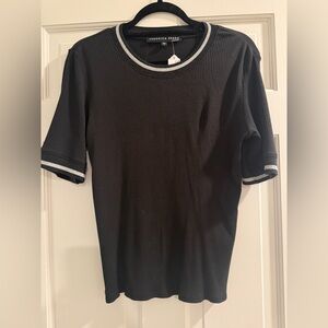 Veronica Beard women’s Black Short-Sleeve Ribbed Crew Tee